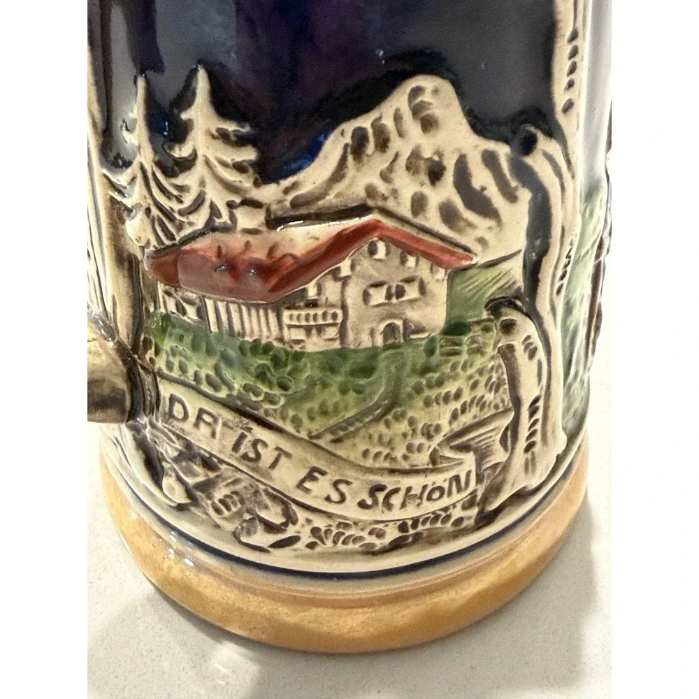 Marzi & Remy Germany Stoneware Beer Stein Auf Der Alm Pewter Lid 7